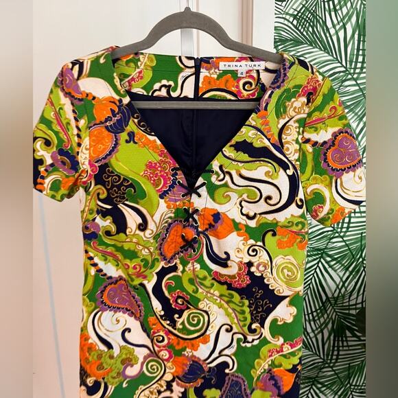 Trina Turk Mod Print Short Sleeve Dress Size 4 - Picture 4 of 9